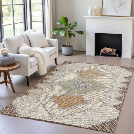 Addison Chantille ACN2111 Geometric Machine Made Transitional Brown Rug