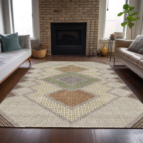 Addison Chantille ACN2111 Geometric Machine Made Transitional Brown Rug