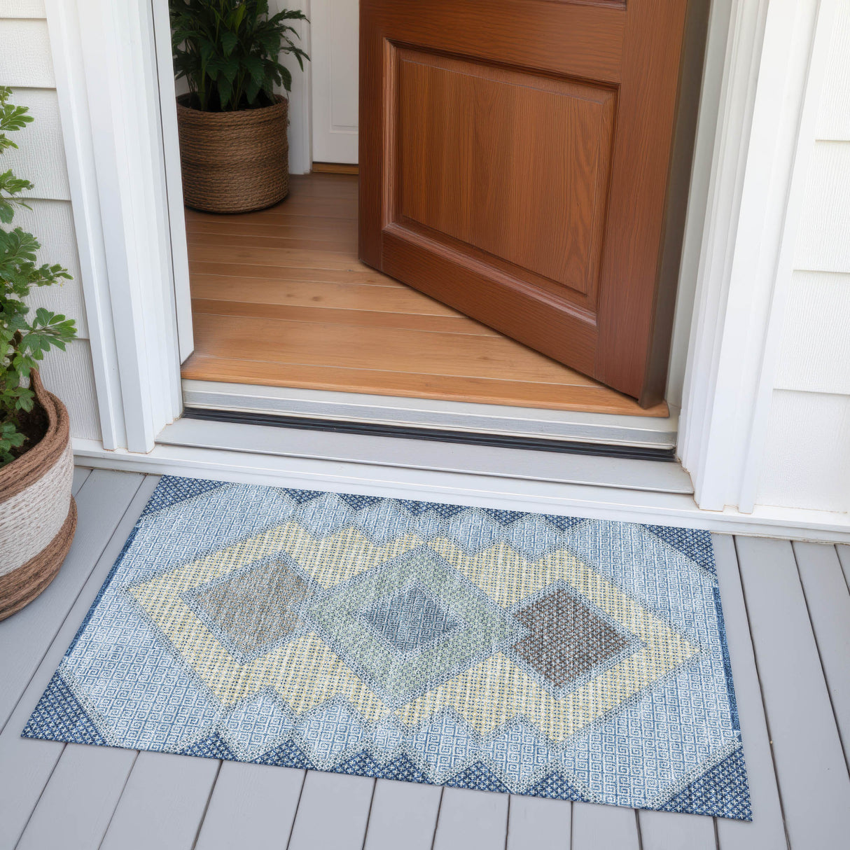 Addison Chantille ACN2111 Geometric Machine Made Transitional Denim Rug