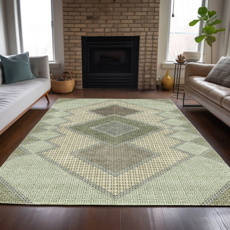 Addison Chantille ACN2111 Geometric Machine Made Transitional Green Rug