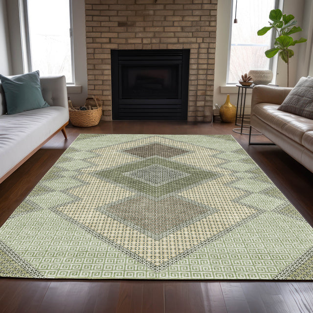 Addison Chantille ACN2111 Geometric Machine Made Transitional Green Rug