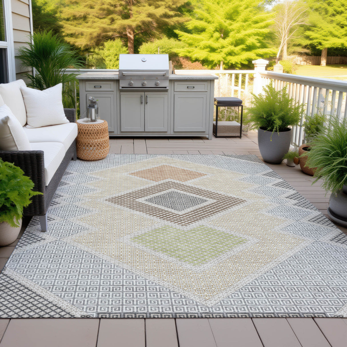Addison Chantille ACN2111 Geometric Machine Made Transitional Pewter Rug