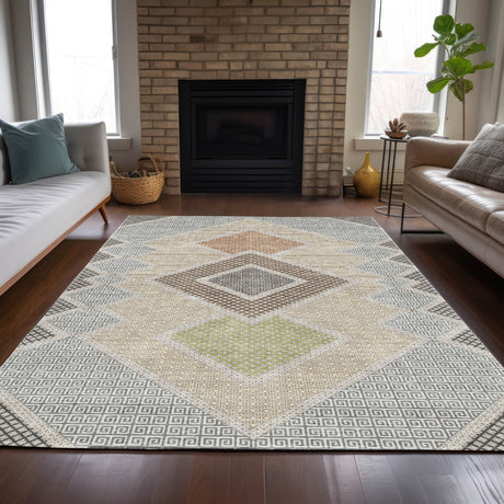 Addison Chantille ACN2111 Geometric Machine Made Transitional Pewter Rug