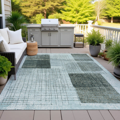 Addison Chantille ACN2112 Geometric Machine Made Transitional Teal Rug