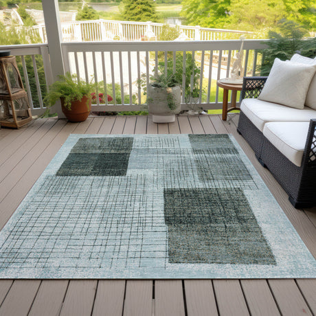Addison Chantille ACN2112 Geometric Machine Made Transitional Teal Rug