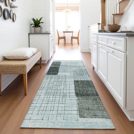 Addison Chantille ACN2112 Geometric Machine Made Transitional Teal Rug