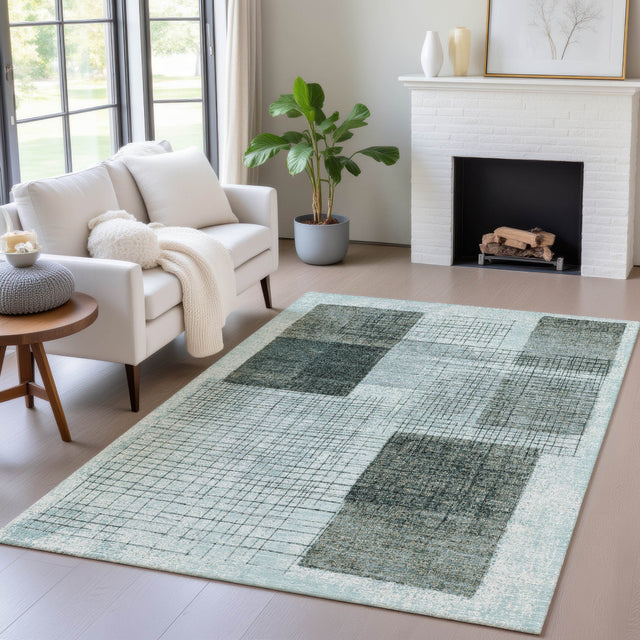 Addison Chantille ACN2112 Geometric Machine Made Transitional Teal Rug