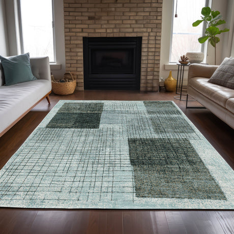 Addison Chantille ACN2112 Geometric Machine Made Transitional Teal Rug
