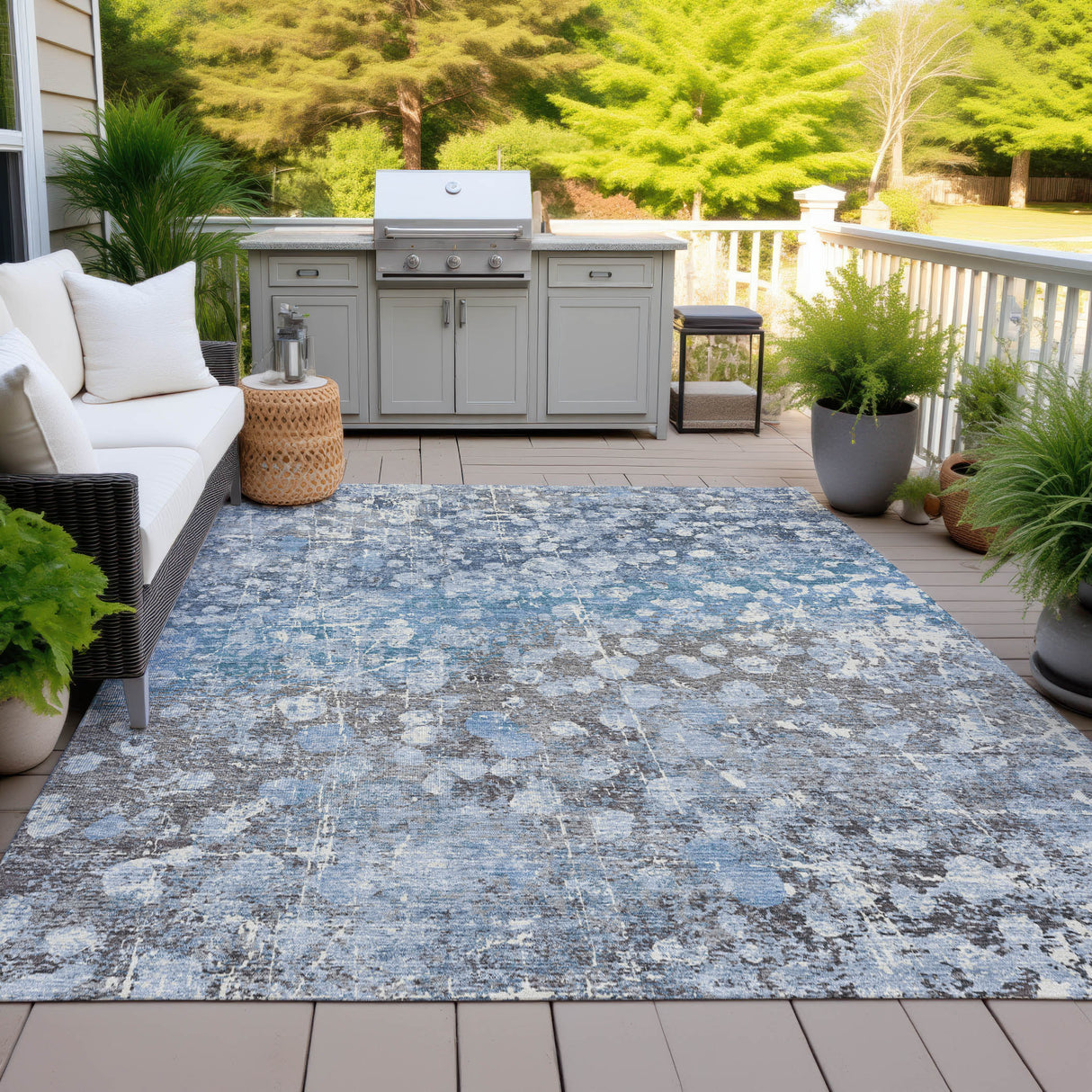 Addison Chantille ACN2113 Abstract Machine Made Transitional Blue Rug