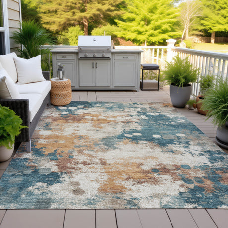 Addison Chantille ACN2114 Abstract Machine Made Transitional Teal Rug
