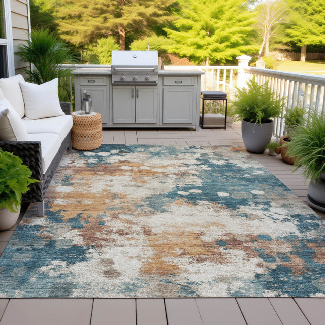 Addison Chantille ACN2114 Abstract Machine Made Transitional Teal Rug
