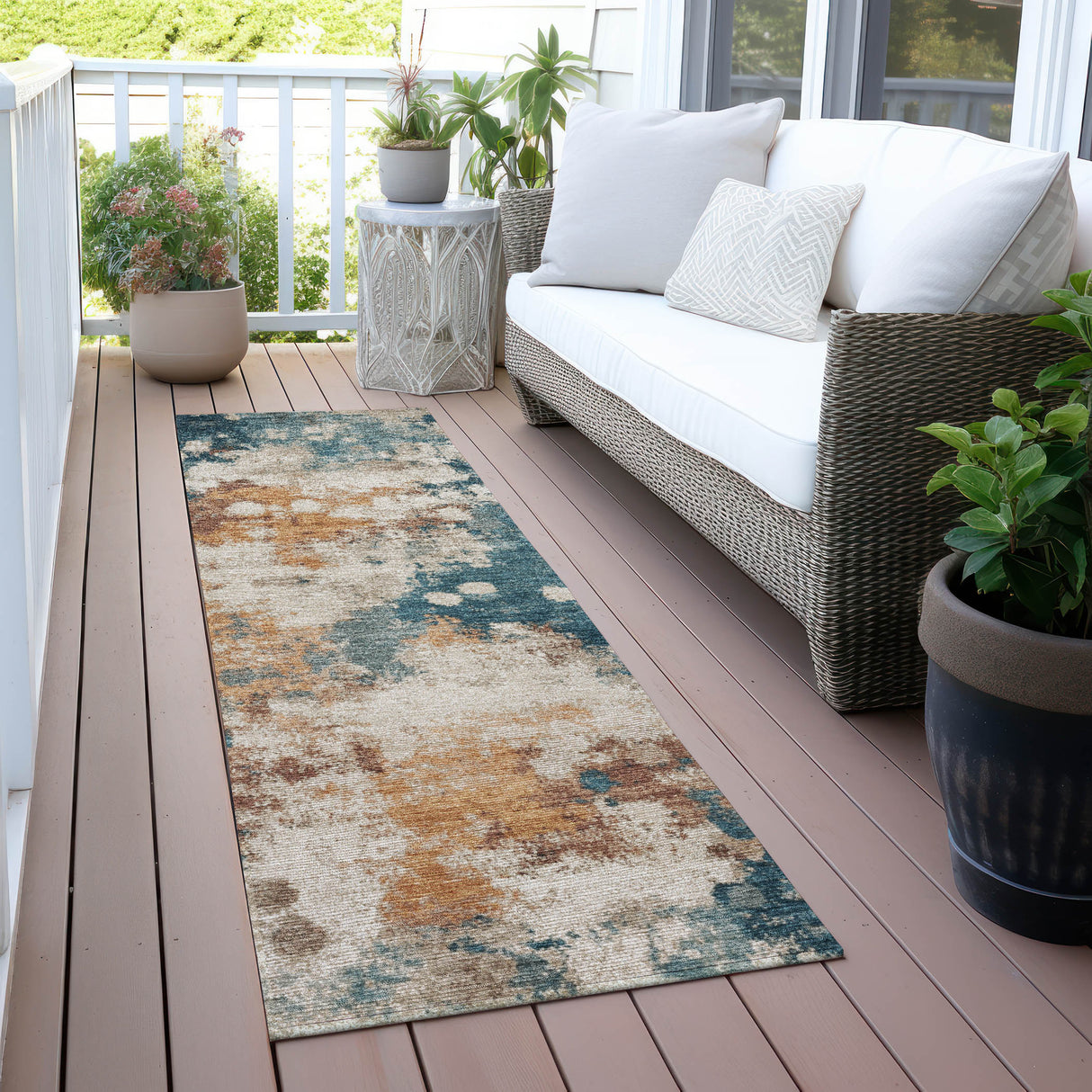 Addison Chantille ACN2114 Abstract Machine Made Transitional Teal Rug