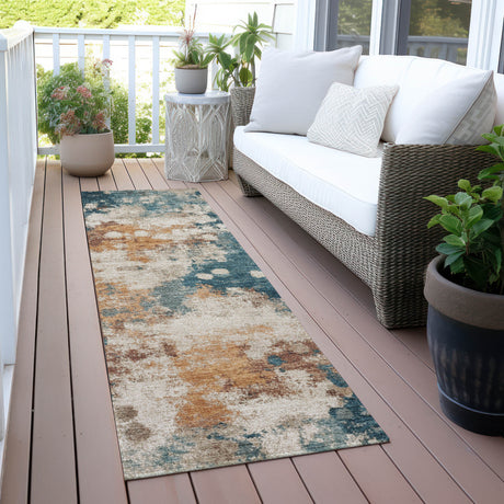 Addison Chantille ACN2114 Abstract Machine Made Transitional Teal Rug