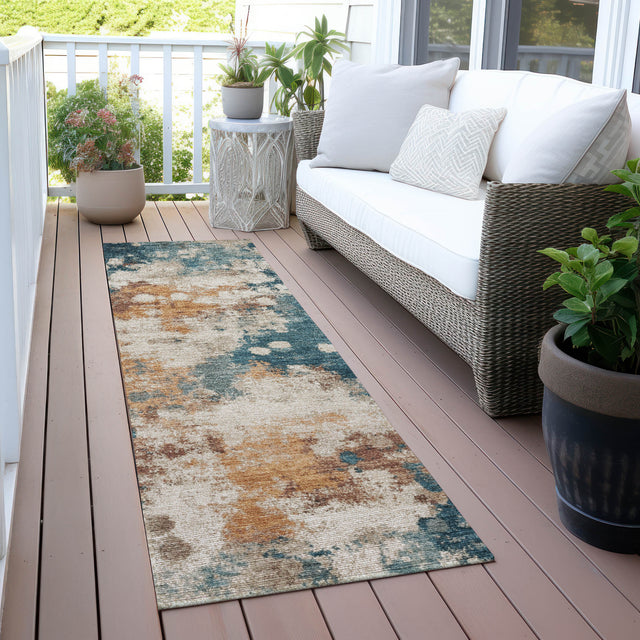 Addison Chantille ACN2114 Abstract Machine Made Transitional Teal Rug