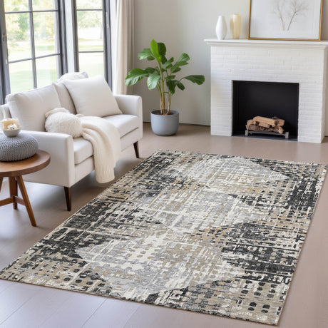 Addison Chantille ACN2116 Geometric Machine Made Transitional Black Rug