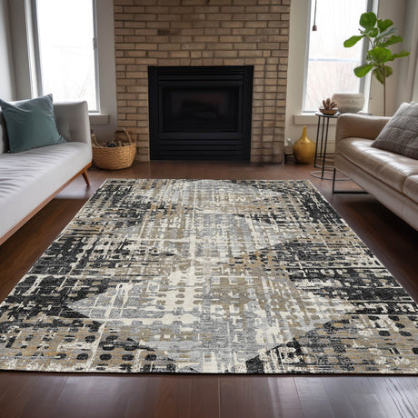 Addison Chantille ACN2116 Geometric Machine Made Transitional Black Rug