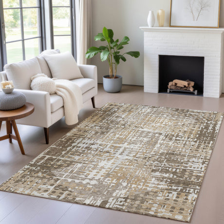 Addison Chantille ACN2116 Geometric Machine Made Transitional Brown Rug
