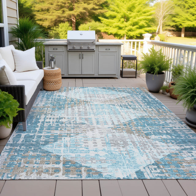 Addison Chantille ACN2116 Geometric Machine Made Transitional Teal Rug