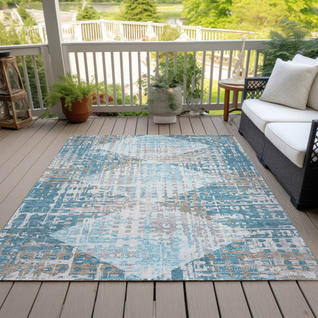 Addison Chantille ACN2116 Geometric Machine Made Transitional Teal Rug