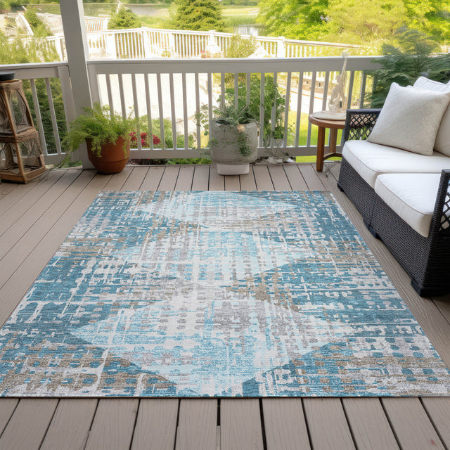Addison Chantille ACN2116 Geometric Machine Made Transitional Teal Rug