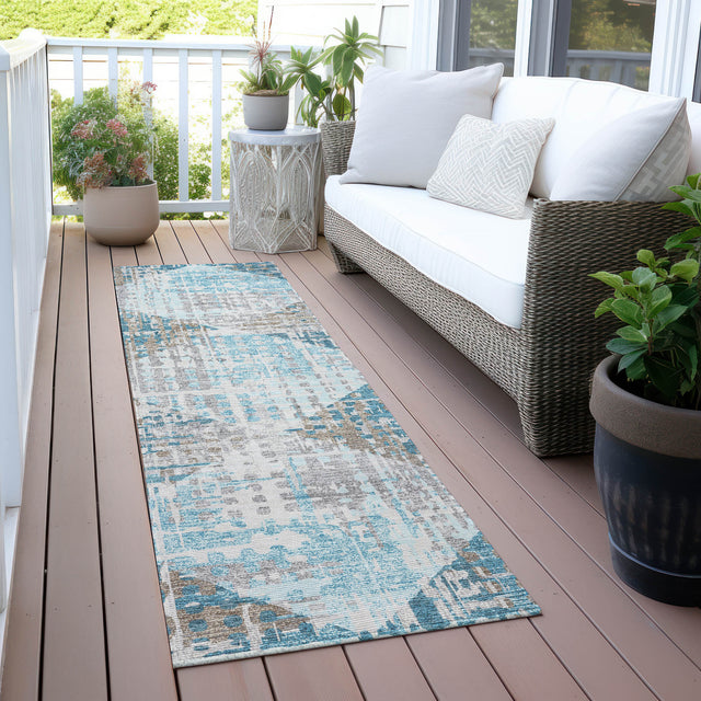 Addison Chantille ACN2116 Geometric Machine Made Transitional Teal Rug