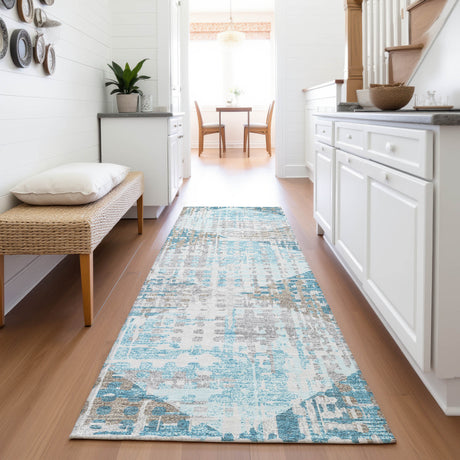 Addison Chantille ACN2116 Geometric Machine Made Transitional Teal Rug