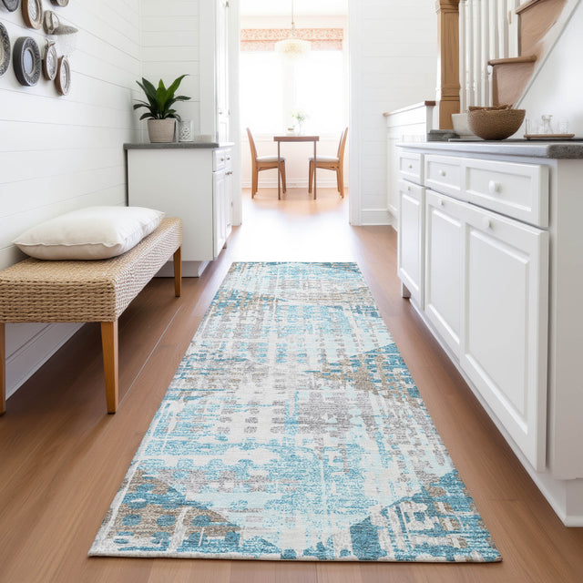 Addison Chantille ACN2116 Geometric Machine Made Transitional Teal Rug