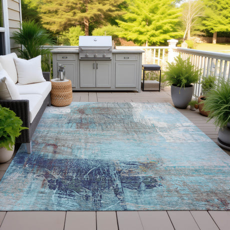 Addison Chantille ACN2117 Abstract Machine Made Transitional Teal Rug