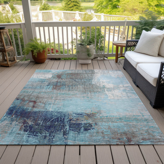 Addison Chantille ACN2117 Abstract Machine Made Transitional Teal Rug