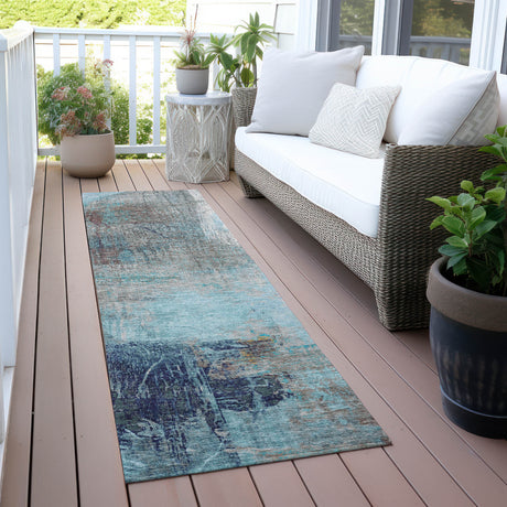 Addison Chantille ACN2117 Abstract Machine Made Transitional Teal Rug