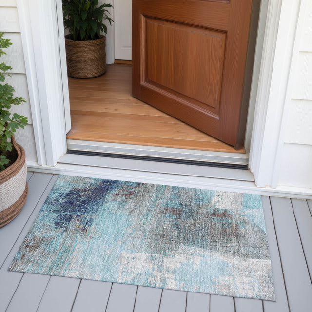 Addison Chantille ACN2117 Abstract Machine Made Transitional Teal Rug