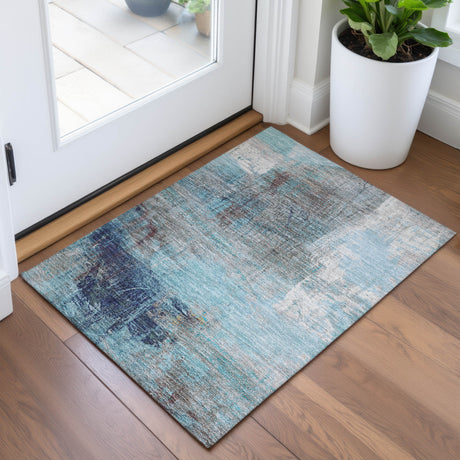 Addison Chantille ACN2117 Abstract Machine Made Transitional Teal Rug