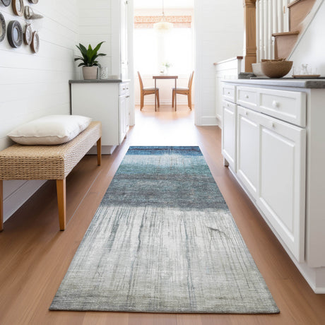 Addison Chantille ACN2118 Abstract Machine Made Transitional Blue Rug