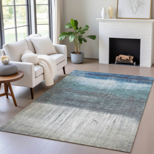 Addison Chantille ACN2118 Abstract Machine Made Transitional Blue Rug