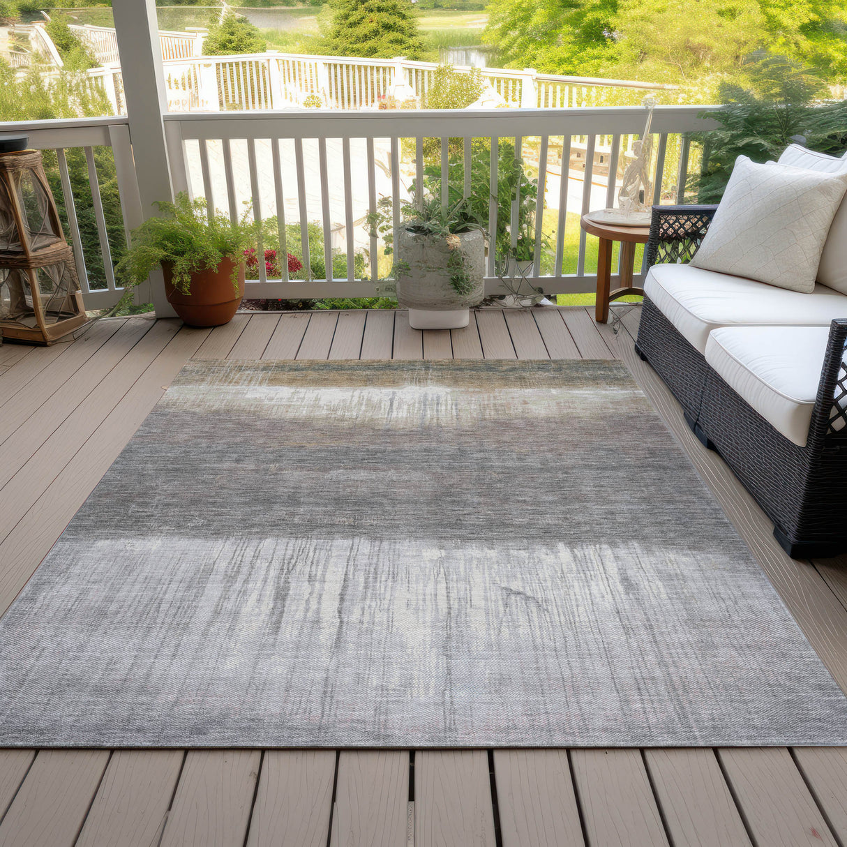 Addison Chantille ACN2118 Abstract Machine Made Transitional Taupe Rug