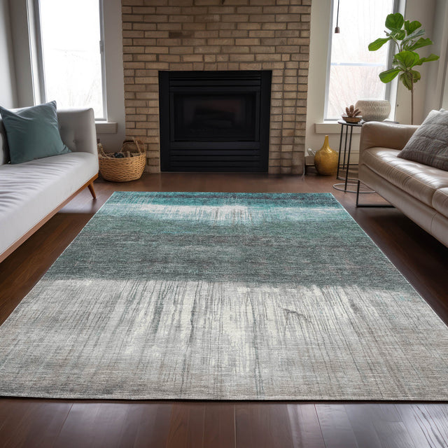 Addison Chantille ACN2118 Abstract Machine Made Transitional Teal Rug
