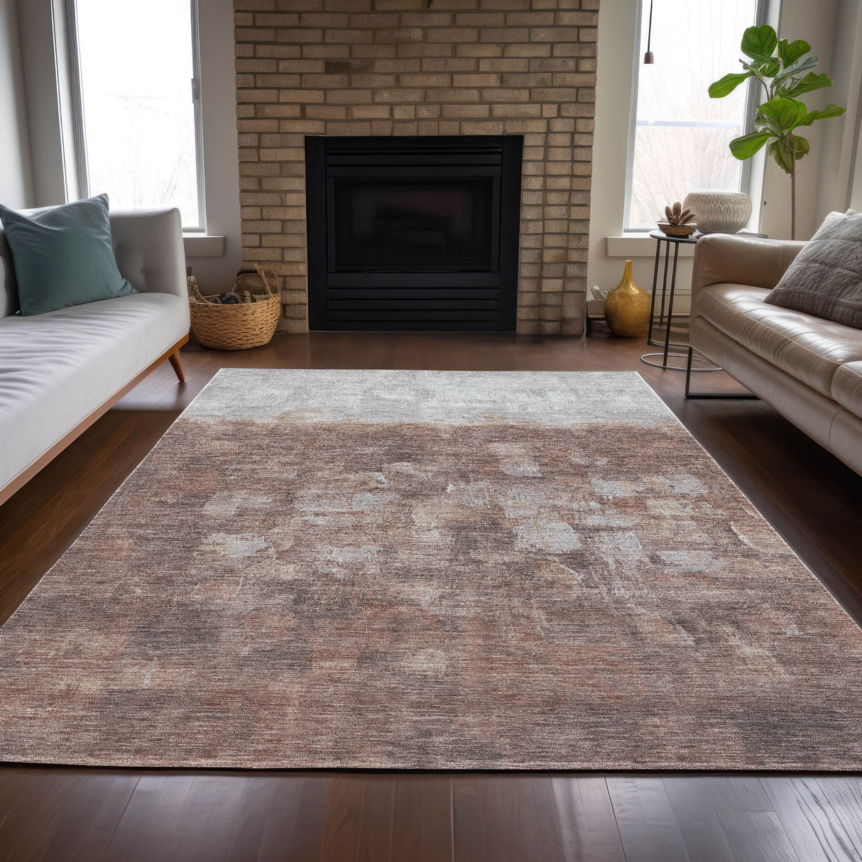 Addison Chantille ACN2119 Abstract Machine Made Transitional Paprika Rug