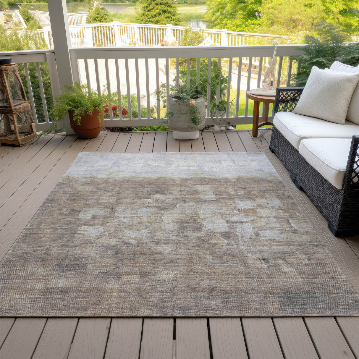 Addison Chantille ACN2119 Abstract Machine Made Transitional Taupe Rug