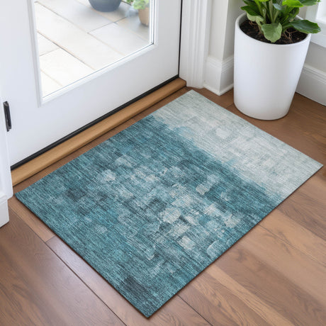 Addison Chantille ACN2119 Abstract Machine Made Transitional Teal Rug