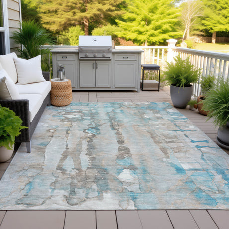 Addison Chantille ACN2120 Abstract Machine Made Transitional Teal Rug
