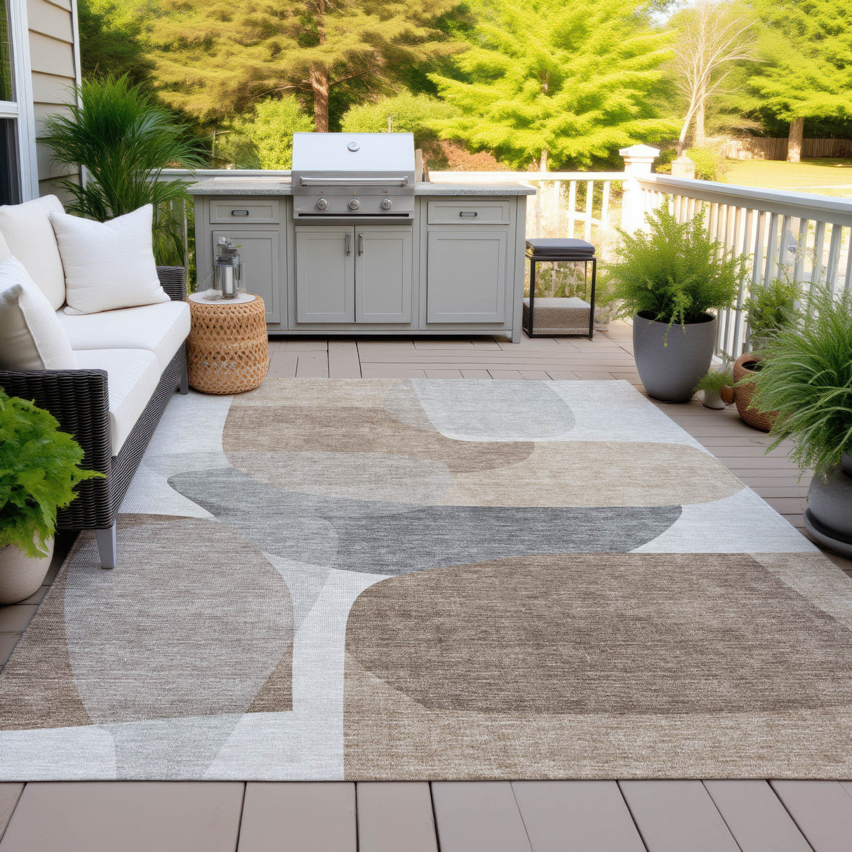 Addison Chantille ACN2121 Blocks Machine Made Transitional Mocha Rug