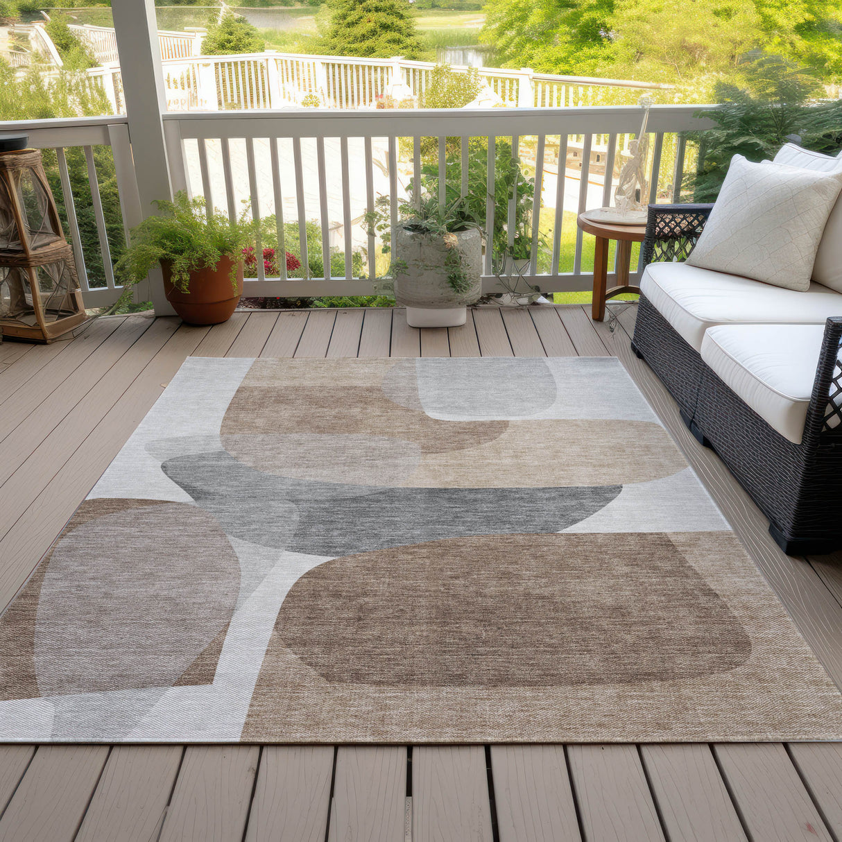 Addison Chantille ACN2121 Blocks Machine Made Transitional Mocha Rug