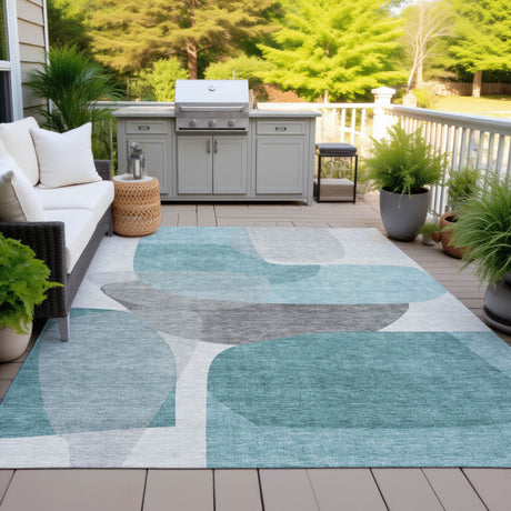 Addison Chantille ACN2121 Blocks Machine Made Transitional Teal Rug
