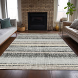 Addison Chantille ACN2122 Stripes Machine Made Transitional Black Rug