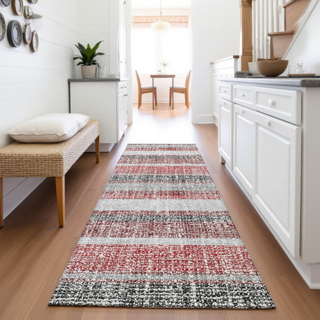 Addison Chantille ACN2122 Stripes Machine Made Transitional Burgundy Rug