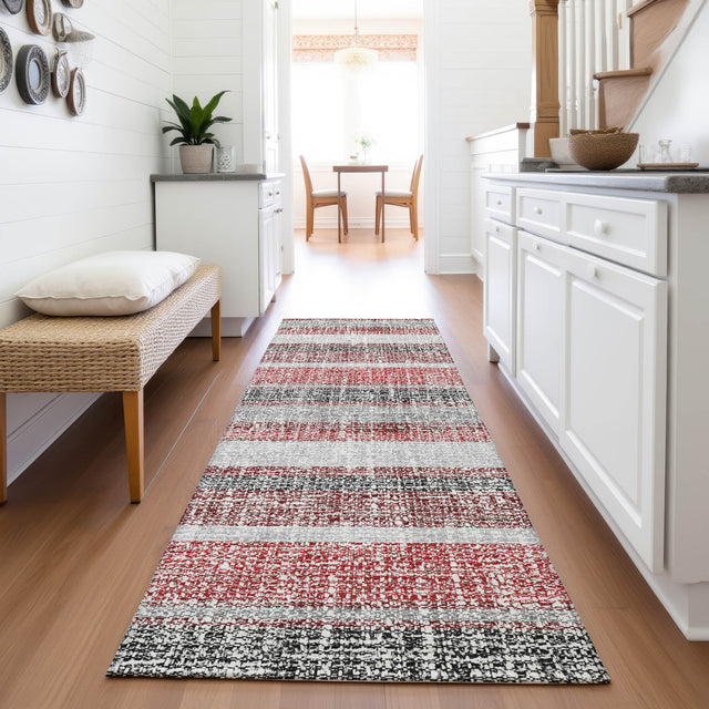 Addison Chantille ACN2122 Stripes Machine Made Transitional Burgundy Rug