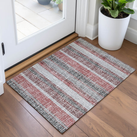 Addison Chantille ACN2122 Stripes Machine Made Transitional Burgundy Rug
