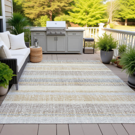 Addison Chantille ACN2122 Stripes Machine Made Transitional Gold Rug