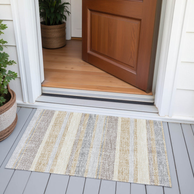 Addison Chantille ACN2122 Stripes Machine Made Transitional Gold Rug