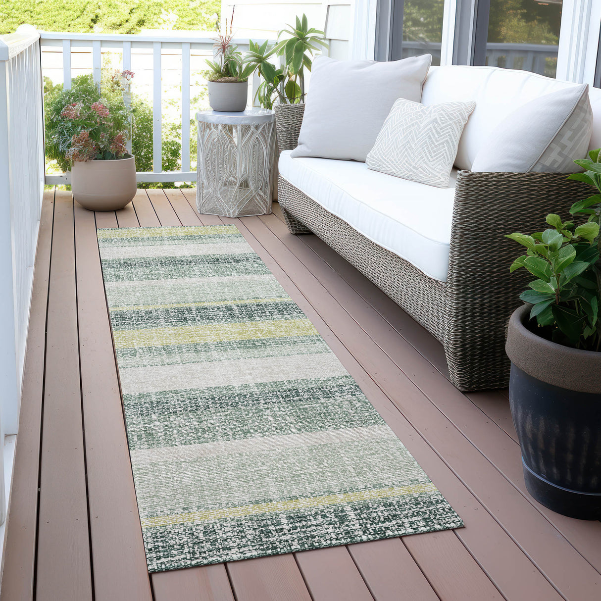 Addison Chantille ACN2122 Stripes Machine Made Transitional Seafoam Rug